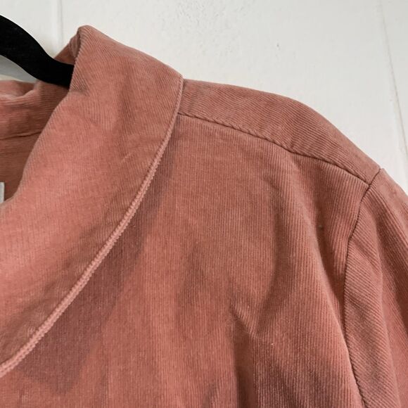 Denim & Co Womens 3XL Jacket Barn Style Corduroy Full Zip Collar Salmon Pink - Picture 2 of 7